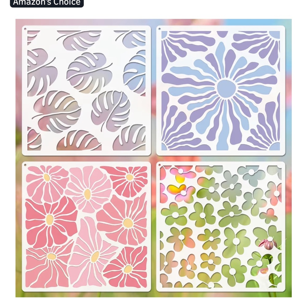 Butterfly Wall Art stencils and 4 design stencils flower modern retro design